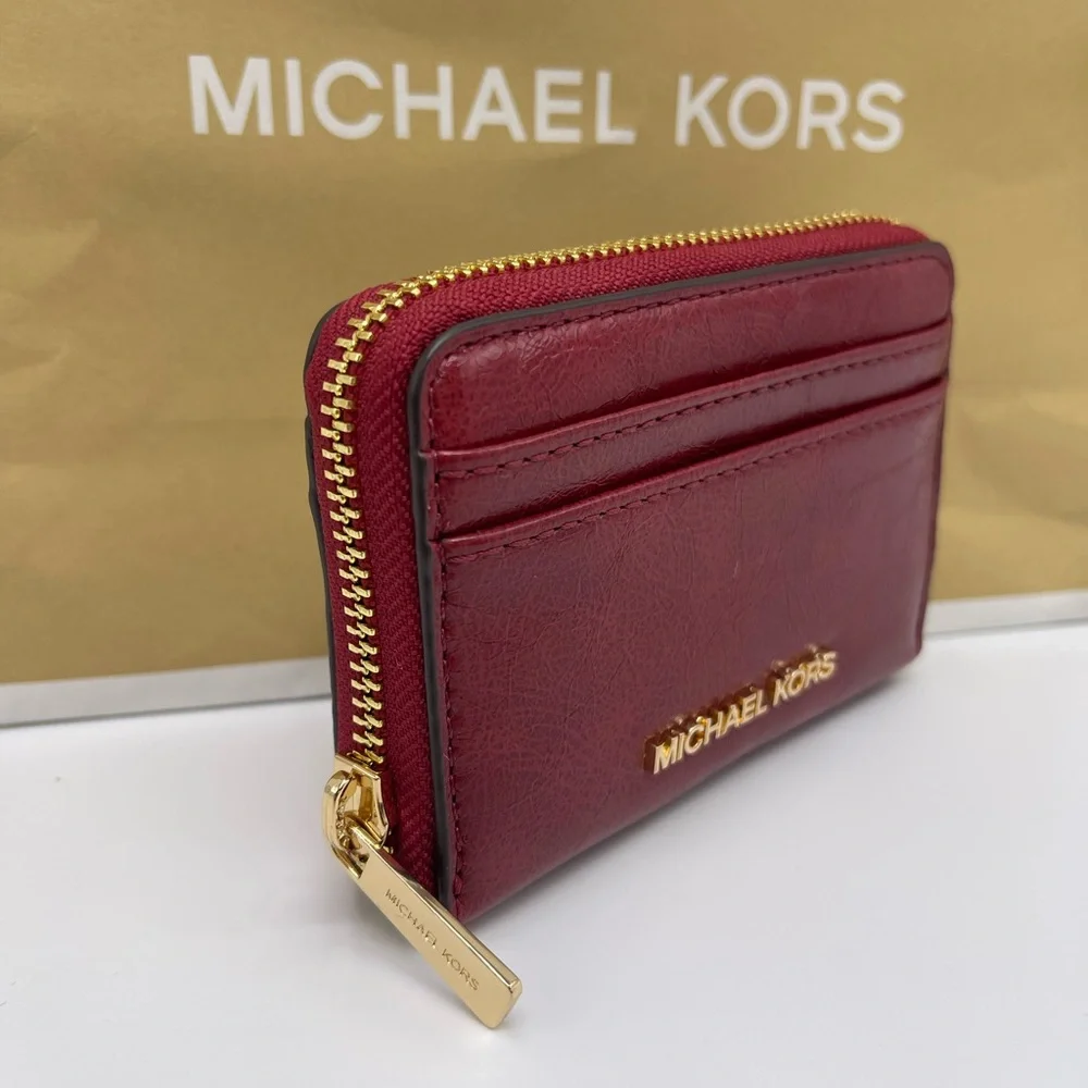 MICHAEL KORS Jet Set Medium Distressed Zip Around Card Case
Cherry 
NWT - Picture 12 of 16